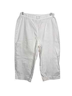 Croft & Barrow Womens White Capris Pants Stretch Size M Cotton Blend